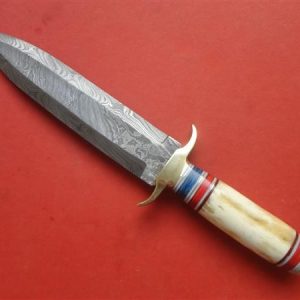 DAMASCUS HUNTING KNIFE AWESOME HANDLE CAMEL BONE (XPT-3663)